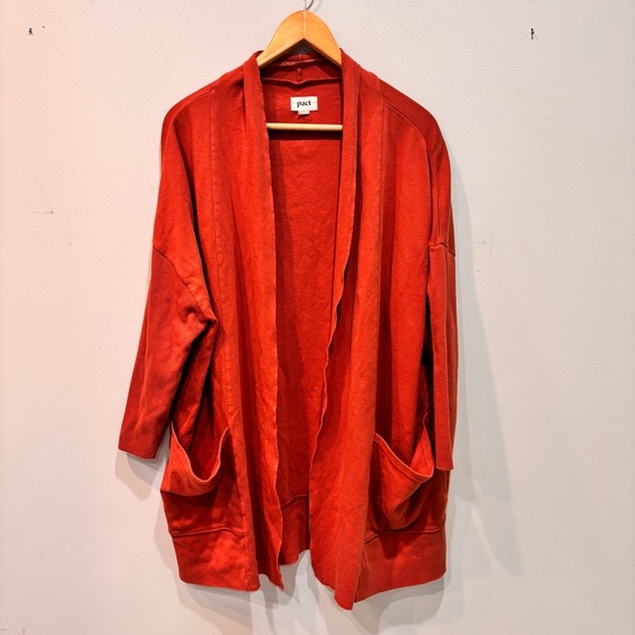 Pact Sweaters - Pact Airplane Organic Cotton Open Cardigan Sweater Baked Clay Women’s Size M/L